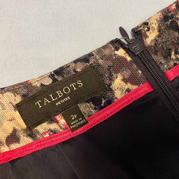 Talbots Woven Skirt Fall Floral Abstract Watercolor Lined Mini Chic Petite 2P - Picture 4 of 10